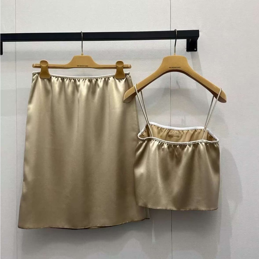 Miu Miu Champagne Silk Cami & Midi Skirt Set✨ - Picture 2 of 8